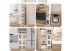 VECELO 4-Tier Tall Narrow Storage Cabinet with Movable Wheels